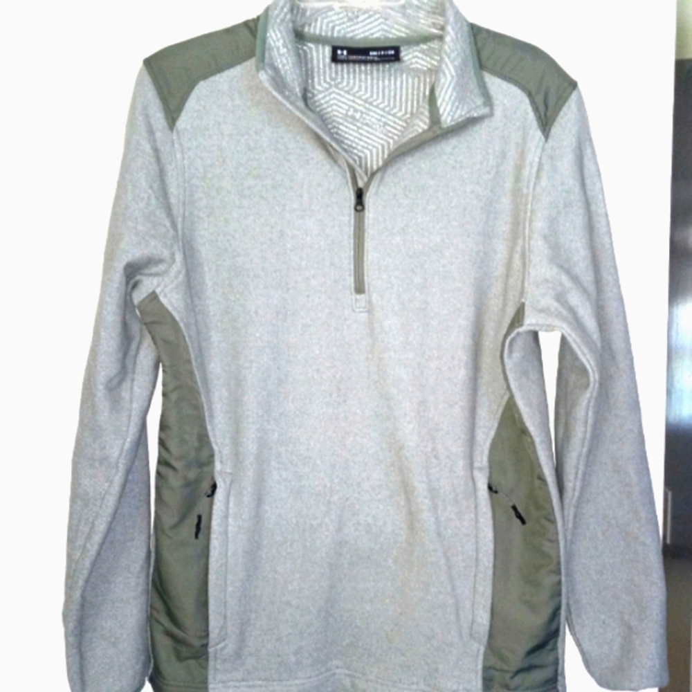 Under Armour men's cold gear 1/4 zip gray fleece Pullover Shirt Size S